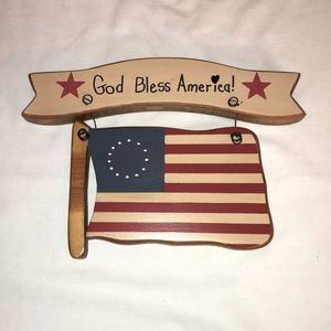 God Bless America with Revolutionary War Era Flag Wall Display Plaque